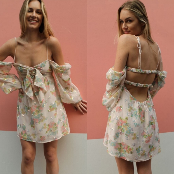 For love and lemons sequin floral mini dress - Picture 6 of 7